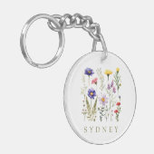  Bee en Wild Flowers modern Sleutelhanger (Voorkant Links)