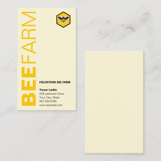 BEE Farm Logo Typographie Carte de visite vertical (Devant / Derrière)