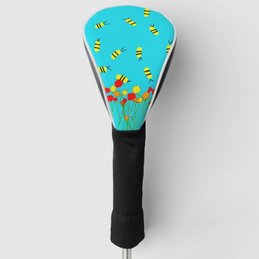 Bee Field Blue sky Golf Driver Hoesje Golfheadcover (Voorkant)