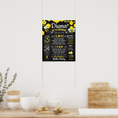 Bee First Birthday Party chalkboard boy girl Poster (Keuken)