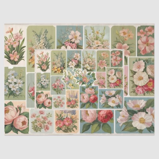 Bee Floral  anjer sinaasappel decoupage Tissuepapier (Voorkant)