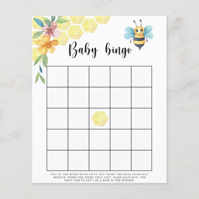 Bee floral - Baby shower bingo (Voorkant)