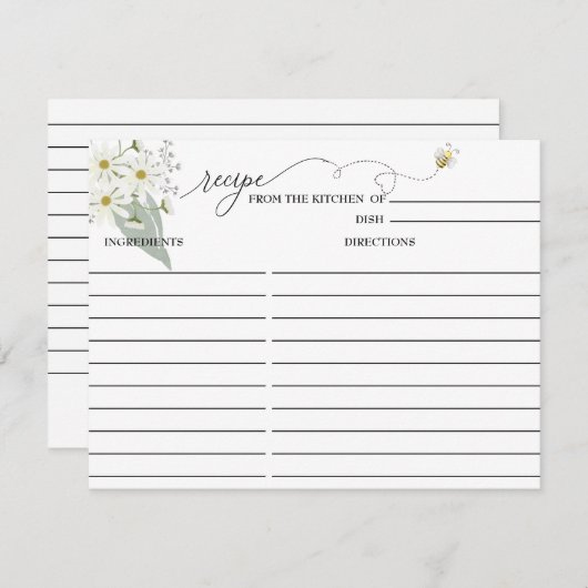 Bee Floral | Bruiloftrecept kaart (Voorkant / Achterkant)