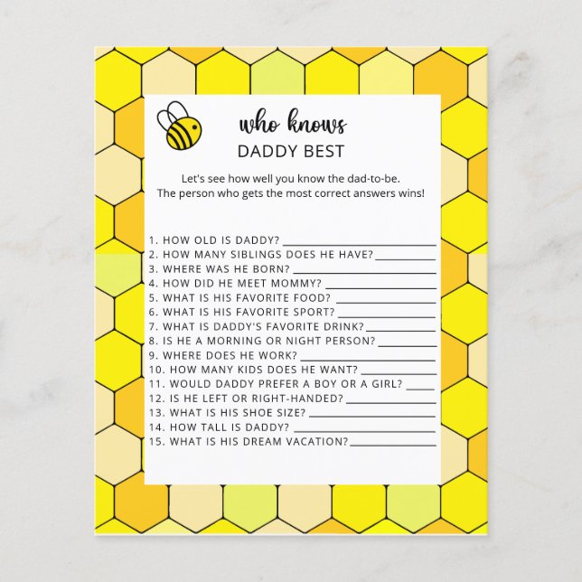 Bee floral die DADDY het beste kent (Voorkant)