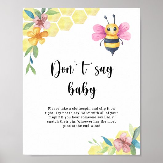 Bee floral - Don't say baby  Poster (Voorkant)