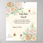 Bee floral pacifier jachtwedstrijd baby shower pos poster (Voorkant)
