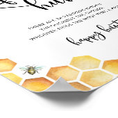 Bee floral pacifier jachtwedstrijd baby shower poster (Hoek)