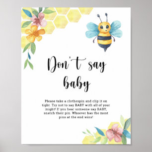 Bee floral - Zeg geen baby Poster