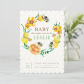 Bee Flower Baby shower Uitnodigen Kaart (Staand voorkant)