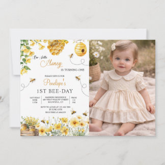 Bee Flower Our Little Honey Is Turning Birthday  Kaart