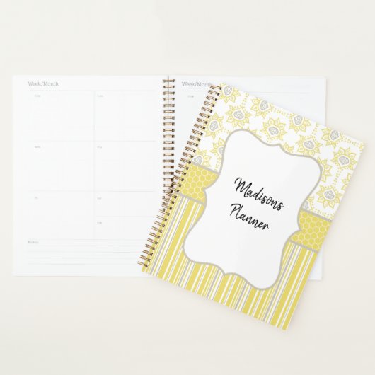 Bee Geel en Grijs Custom Planner (Display)