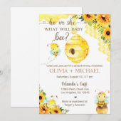 Bee gender reveal invite, bumblebee, honeybee. kaart (Voorkant / Achterkant)