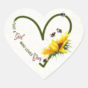 BEE GIRL Honeybee Sunflower Hart Sticker