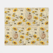 Bee Gnome Sunflower Fleece Deken (Voorkant (Horizontaal))