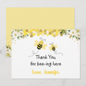 Bee Gold Floral Baby shower Hartelijk dank Bedankkaart (Voorkant / Achterkant)