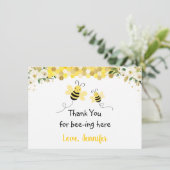 Bee Gold Floral Baby shower Hartelijk dank Bedankkaart (Staand voorkant)