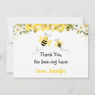 Bee Gold Floral Baby shower Hartelijk dank Bedankkaart