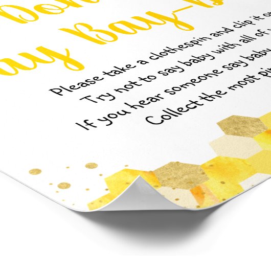 Bee Gold Floral zeg niet dat Baby game Poster (Hoek)