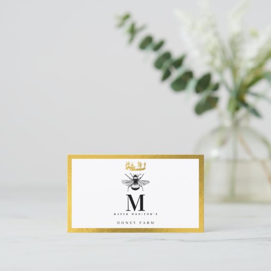 Bee Gold Honey Queen QR Code Visitekaartje (Staand voorkant)