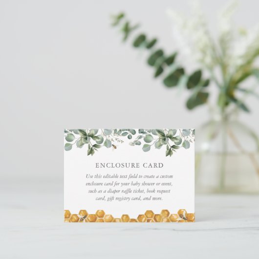Bee Greenery Baby shower Display Shower Enclosure Informatiekaartje (Staand voorkant)