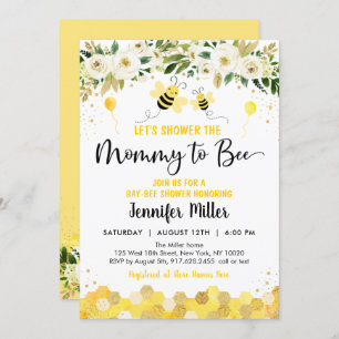 Bee Greenery Gold Gender Neutral Baby shower Kaart