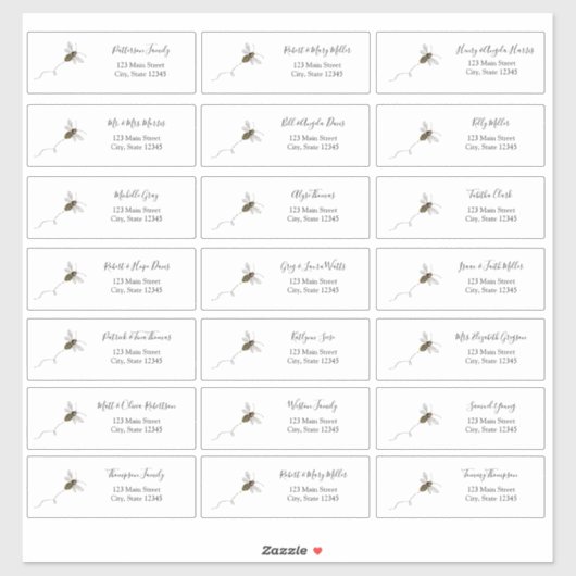 Bee Guest Address Envelope Sticker (Vel)