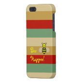 Bee Happe! Red Beige Green Stripe iPhone Case iPhone 5 Hoesje (Achterkant Links)