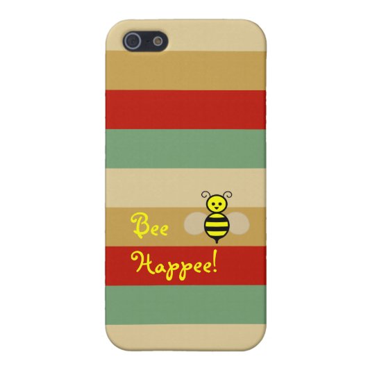 Bee Happe! Red Beige Green Stripe iPhone Case iPhone 5 Hoesje (Achterkant)