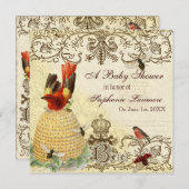 Bee Happy , Baby shower Uitnodiging (Voorkant / Achterkant)