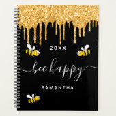 Bee happy black bumble bees parties scintillant mo (Devant)