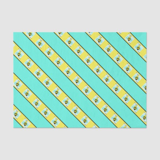 "Bee Happy" Blue Bands Tissuepapier (Voorkant)