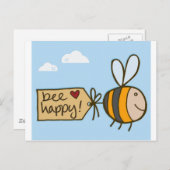 Bee Happy Briefkaart (Voorkant / Achterkant)