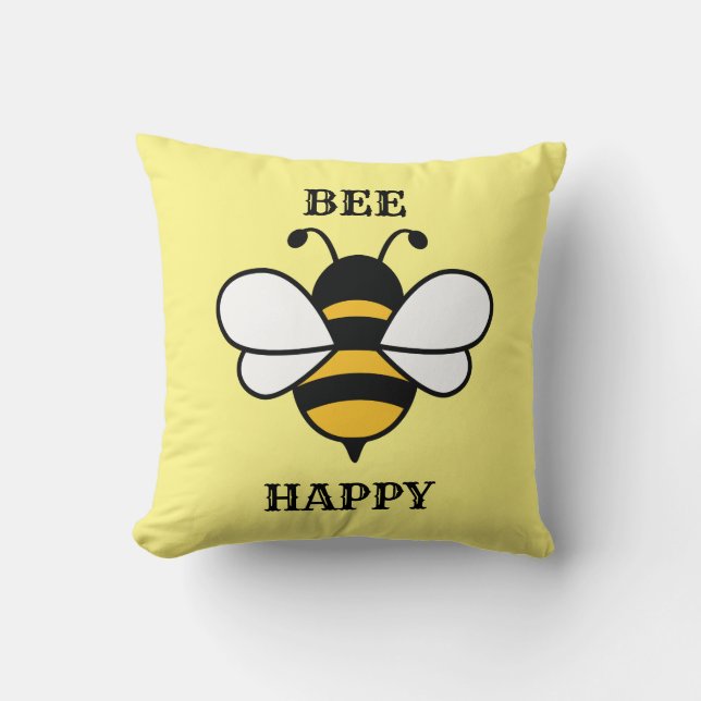BEE HAPPY Bumble Bee Kussen (Voorkant)