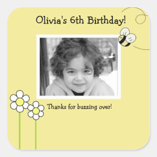 BEE HAPPY Bumble Bee Photo CARRÉ Favoriser Sticker