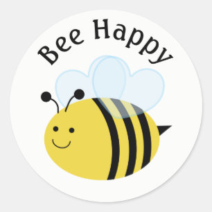 Bee Happy Bumblebee Ronde Sticker