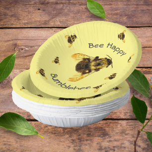 Bee Happy Bumblebees Geel Papieren Kommen