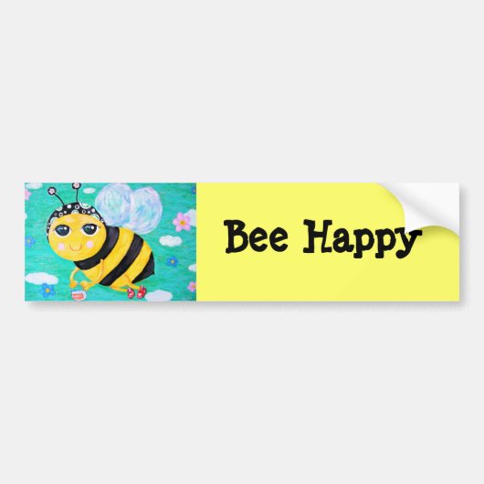 Bee Happy Bumpersticker (Voorkant)
