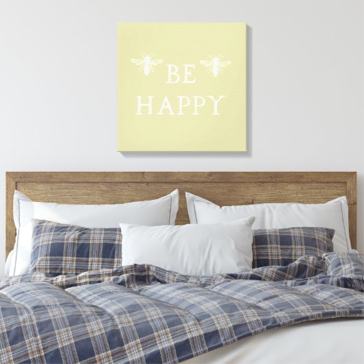 Bee Happy Canvas Afdruk (Insitu (Slaapkamer))