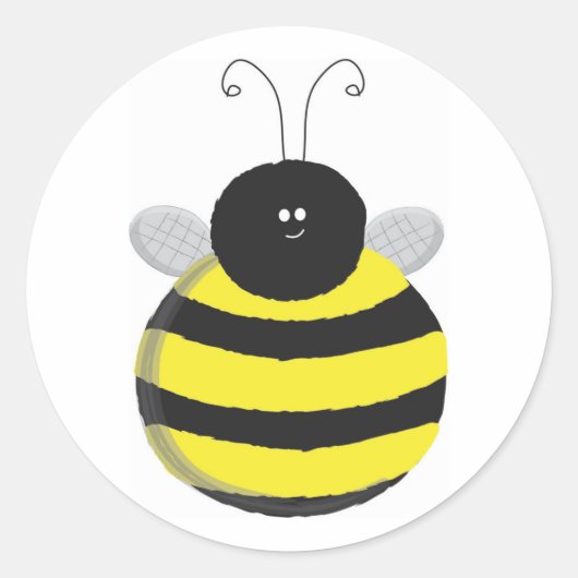 Bee Happy Chubby schattig bij Ronde Sticker (Voorkant)