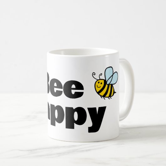 Bee Happy Coffee mok cadeau voor imkers (Voorkant rechts)