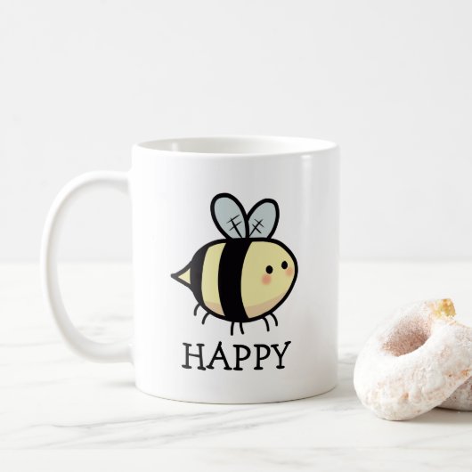 Bee Happy Coffee Mug (Avec donut)