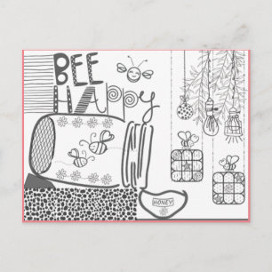 Bee Happy Coloring Briefkaart