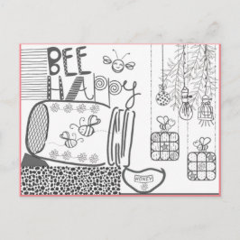 Bee Happy Coloring Briefkaart