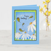 Bee Happy Daisies Carte Anniversaire (Fleur jaune)