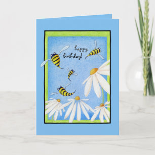 Bee Happy Daisies Carte Anniversaire
