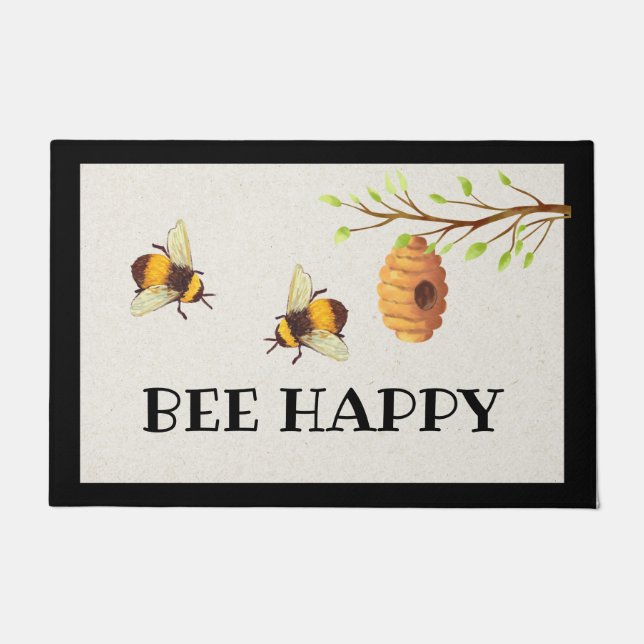 Bee Happy Dedoor Mat (Voorkant)