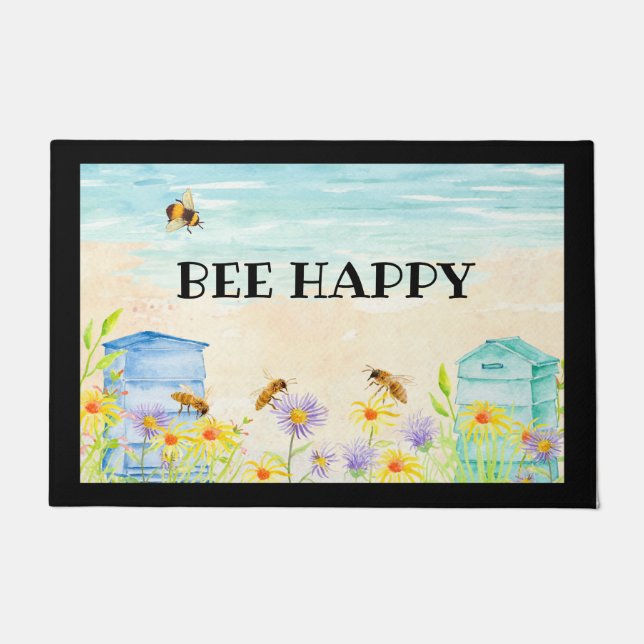 Bee Happy Dedoor Mat (Voorkant)
