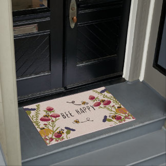 Bee Happy Doormat, Funny Bee Mat Home Decor
