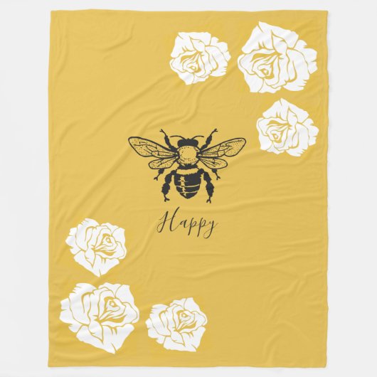 Bee Happy Fleece Blanket Deken (Voorkant)
