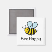 Bee Happy grappige bijenteelt magneet (Voorkant / Achterkant)